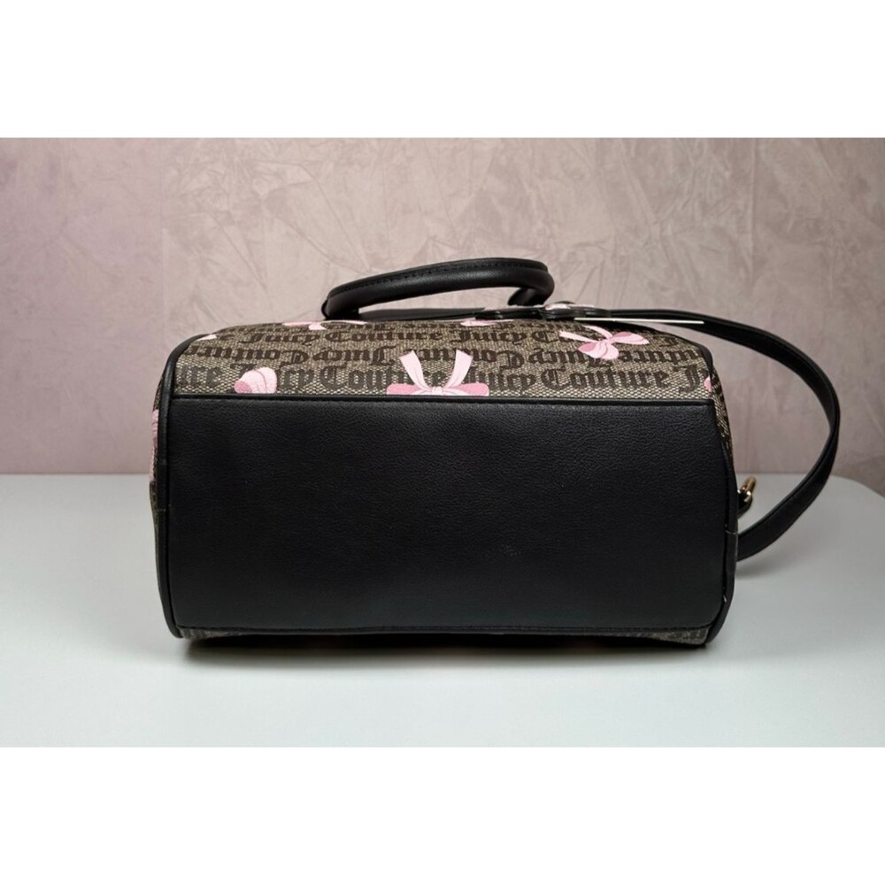 Juicy Couture Simply Sweet Bow Satchel Crossbody Brown Pink Logo Bag w/ Charm - Picture 6 of 13